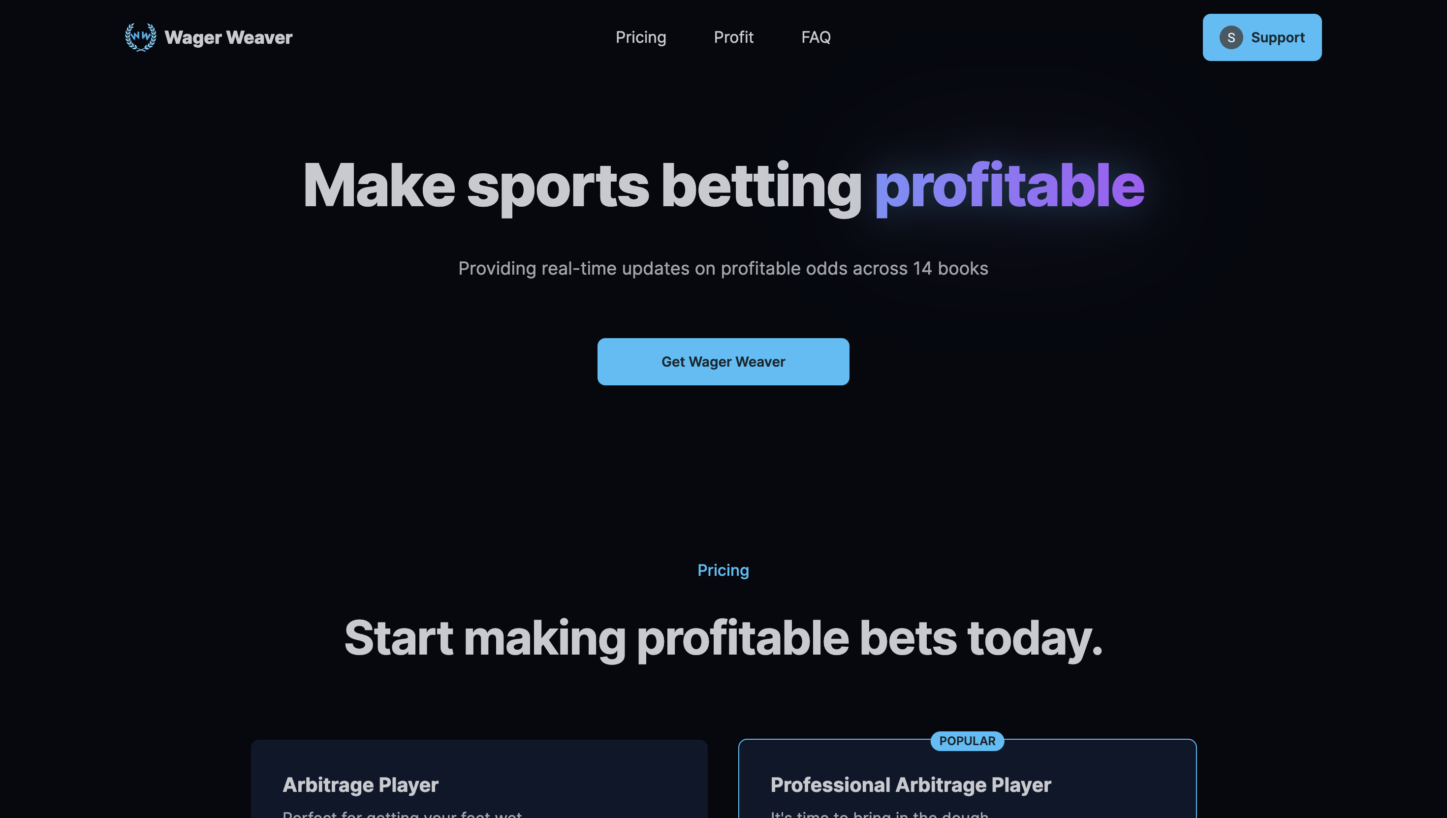 Wager Weaver Landing Page